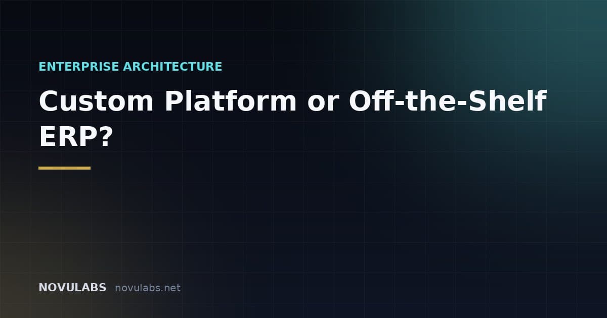 Enterprise architecture diagram comparing a custom-built platform with an off-the-shelf ERP deployment